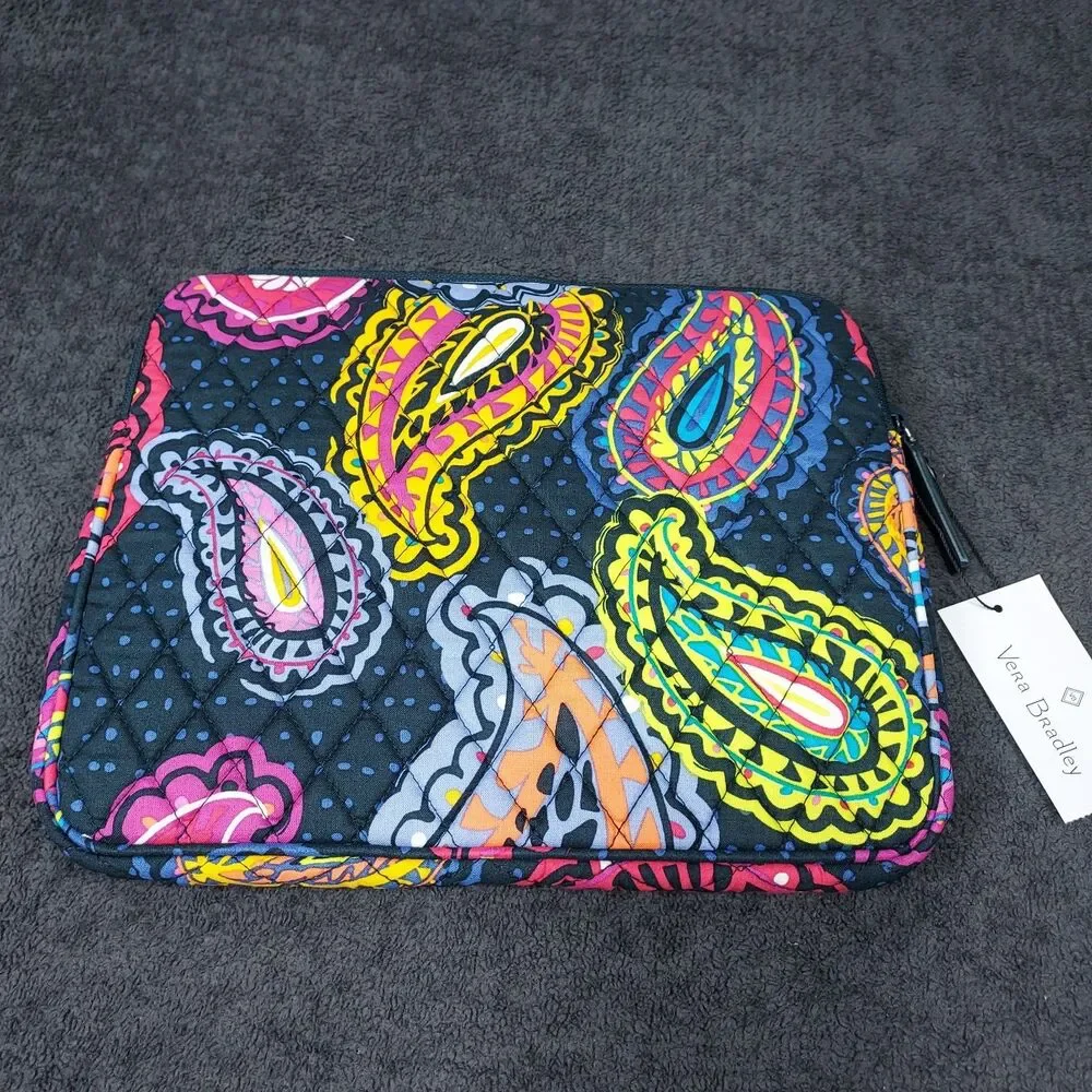 Vera Bradley Twilight Paisley Tablet Sleeve NWT Black Multicolor Zip Up